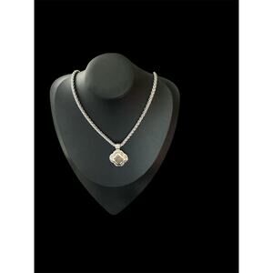 Silver Necklace with Two Tone Pendant